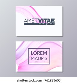 Art abstract pink business card template. Paint brush colorful smudge emblem design.