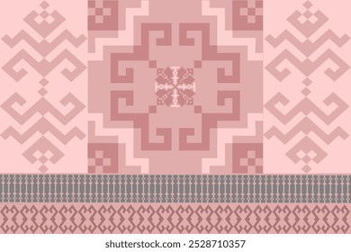 Art Abstract with Pixel Art Designs. Traditional Cross Stitch needlework. Geometric Ethnic Pattern, Embroidery, Textile Ornamental, Fabric, Hand Stitch Pattern, Cultural Stitching Pixel Art.

