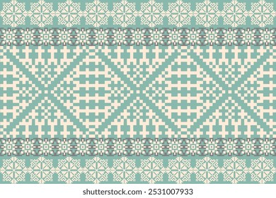 Art Abstract with Pixel Art Designs. Traditional Cross Stitch needlework. Geometric Ethnic Pattern, Embroidery, Textile Ornamental, Fabric, Hand Stitch Pattern, Cultural Stitching Pixel Art