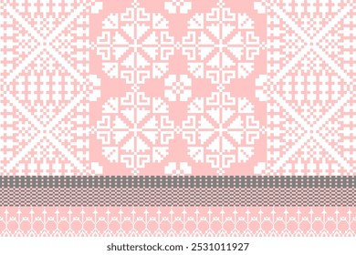 Art Abstract with Pixel Art Designs. Traditional Cross Stitch needlework. Geometric Ethnic Pattern, Embroidery, Textile Ornamental, Fabric, Hand Stitch Pattern, Cultural Stitching Pixel Art