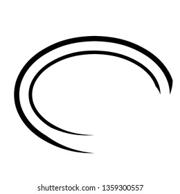 Art abstract round shape black monochrome design element isolated on white curved lines template sign symbol icon
