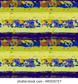 Art abstract seamless pattern. Camouflage fabric. Distressed print. Ethnic Background. Boho texture. Random, chaotic watercolor brush strokes. Vector design