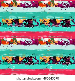 Art abstract seamless pattern. Camouflage fabric. Distressed print. Ethnic Background. Boho texture. Random, chaotic watercolor brush strokes. Vector design