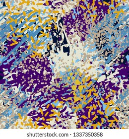Art abstract  seamless pattern, paint spots. Grunge watercolor background, painting. Distressed texture. Fabric design