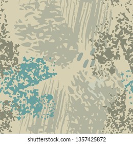 Art abstract seamless pattern, paint spots. Grunge watercolor background, camouflage. Distressed texture. Fabric design