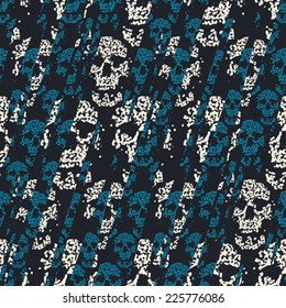 Art abstract textured human skull seamless pattern. Vector.