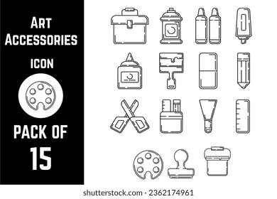 Art Accessories icon pack bundle lineart vector template