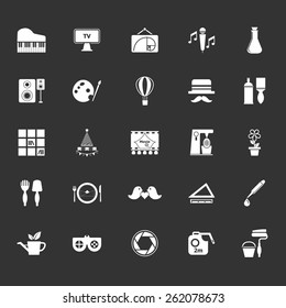 Art activity icons on gray background, stock vector