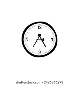 Alfabeto de arte brújula cronómetro cronómetro reloj símbolo plano tiempo Vector logo diseño