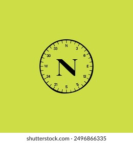 Alfabeto de arte brújula cronómetro cronómetro reloj símbolo plano tiempo Vector logo diseño