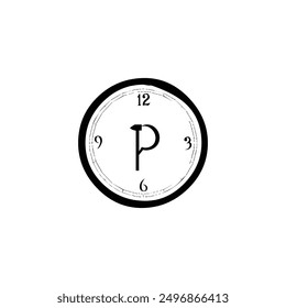 Art alphabet circle compass stopwatch clock flat icon symbol time vector logo design