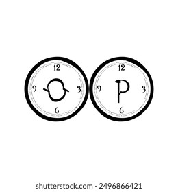 Art alphabet circle compass stopwatch clock flat icon symbol time vector logo design