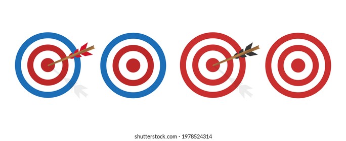 Art of archery target with arrow.  Icon of benefits.Vector illustration on white background.10eps