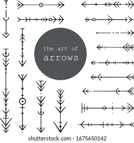 The art of arrows. This set includes bunch of vector elements. Arrows with circles inspirated by Celtic culture. Can be used as elements of design, tattoo, vignette.