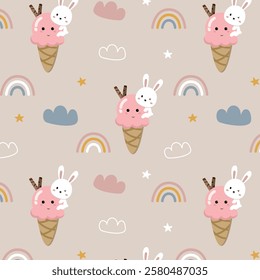 art, baby, background, bunny, cartoon, cute, design, cloud, star, 