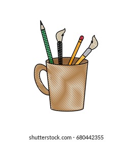 art and back to school supplies paint brushes pencils pens and crayons