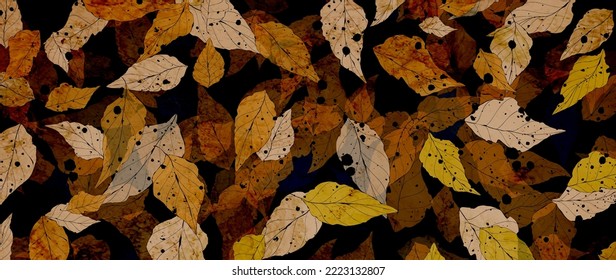 Fondo artístico con patrón abstracto de hojas de otoño en un estilo acuarela. Banner vectorial botánico para diseño de decoración, impresión, textil, impresión, papel pintado, diseño interior.