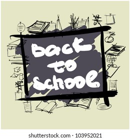 fondo artístico con texto de vuelta a la escuela