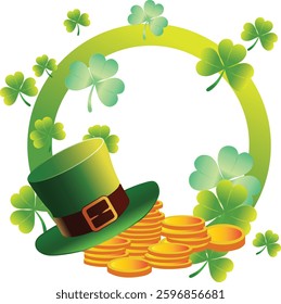 art, background, card, cartoon, celebration, celtic, clover, culture, day, decoration, design, garden, gold, green, happy, holiday, illustration, ireland, leaf, leprechaun, luck, lucky, mascot