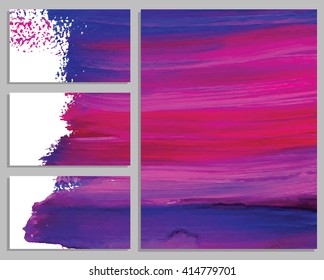Art background cards. Abstract acrylic background. Collection of invitation cards. Vector illustration.