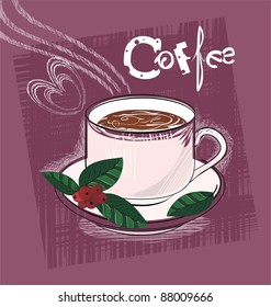 Art background with coffee cup