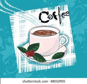 Art background with coffee cup