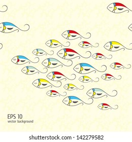 art background from color fishes