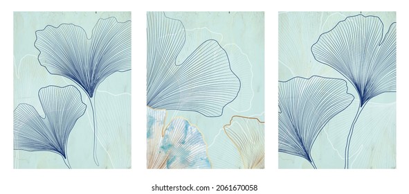 Art background with decorative ginkgo leaves in a bright style for decoration.