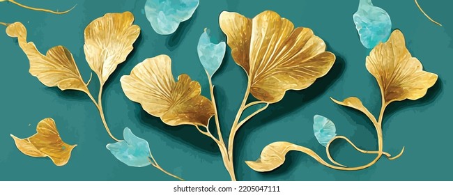 art background with decorative ginkgo leaves in vintage style