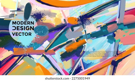 Art background and design. Modern brush stroke Invitation cards, watercolor stain elements colorful splash. Vector Illustration. Trend minimalist painted wall art, grunge, watercolor.