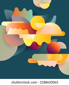 Art background of flat colorful geometric shapes. Bright vector illustration.