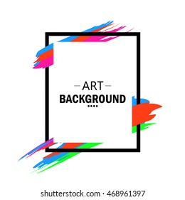 Art background frame with brushes.  Colorful banner on a white background