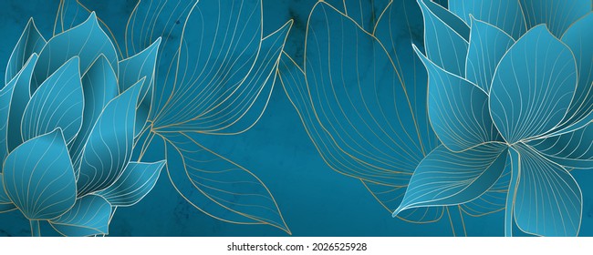 Art background with lotus flowers in turquoise colors for social media banner design and packaging.