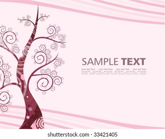 Art background with stylized tree