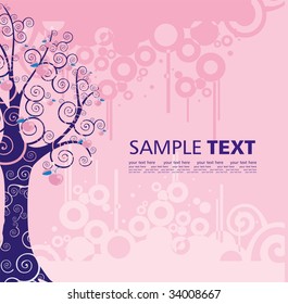 Art background with stylized tree