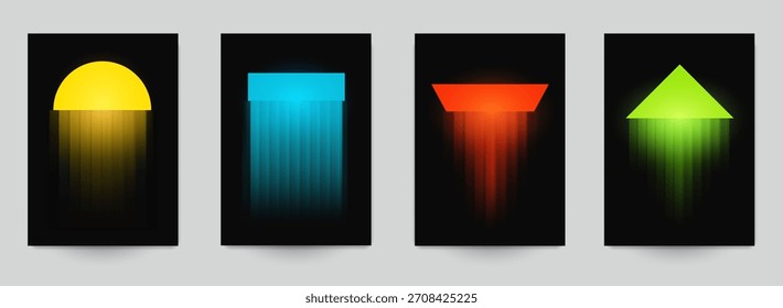 Kunsthintergrundvorlage für Umschlagkarte, Banner, Poster, Flyer im modernen Minimalstil. Helles unscharfes Rippenglas Grafikdesign. Abstrakte Vektorgrafik festlegen.