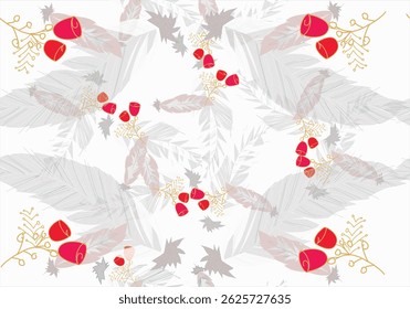 Art background with white glassy feathers and red roses like full of angels 