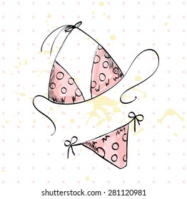  Art background with women's bathing suit,  vector illustration.