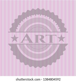 Art badge with pink background. Vector Illustration. Detailed.