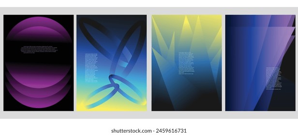 Anuncio de arte, portada -colores degradados de folletos, postal de póster de arte, decoración de pared interior de lujo, telón de fondo de moda	