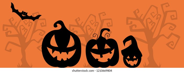 Art banner for Happy Halloween.Design template for flyers, posters,ecards, invitations, brochures. Creative style. Vector illustration