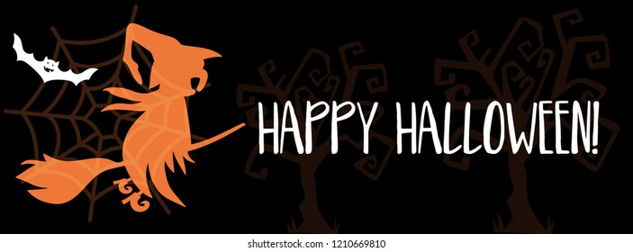 Art banner for Happy Halloween.Design template for flyers, posters,ecards, invitations, brochures. Creative style. Vector illustration