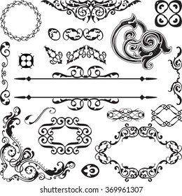 Art baroque ornate set isolated on white