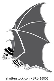 Art bat  surreal skull day of the dead.Hand drawing and make graphic for vector.