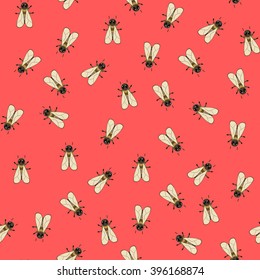 Art bee back pattern seamless pink