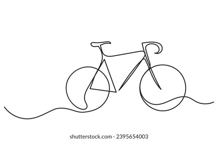 Art of bicycle.continuous line drawing of a bicycle. cycling with a Healthy lifestyle. single-line art of a classic bicycle isolated on a white background.
