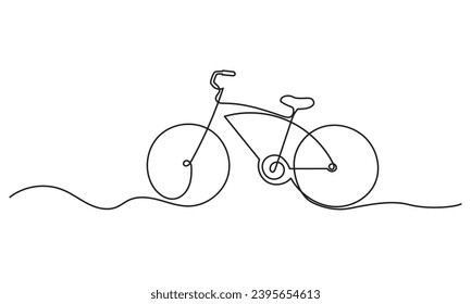 Arte de la bicicleta. Dibujo continuo de una bicicleta. ciclismo con un estilo de vida saludable. arte de una sola línea de una bicicleta clásica aislada en un fondo blanco.
