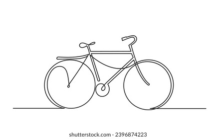 Art of bicycle.continuous line drawing of a bicycle. cycling with a Healthy lifestyle. single-line art of a classic bicycle isolated on a white background.

