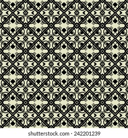 art black graphic geometric seamless pattern, square background with elegant ornament in art deco style