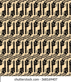 Art black revolver seamless pattern beige